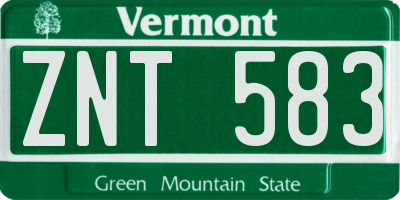 VT license plate ZNT583