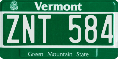 VT license plate ZNT584