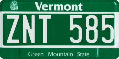 VT license plate ZNT585