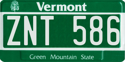 VT license plate ZNT586