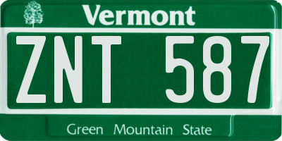 VT license plate ZNT587