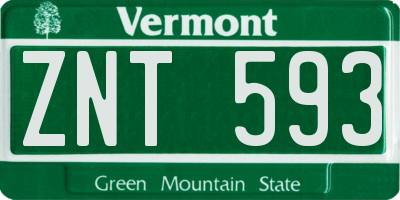 VT license plate ZNT593