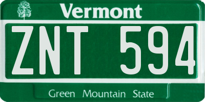 VT license plate ZNT594