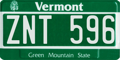 VT license plate ZNT596