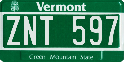 VT license plate ZNT597