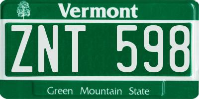 VT license plate ZNT598