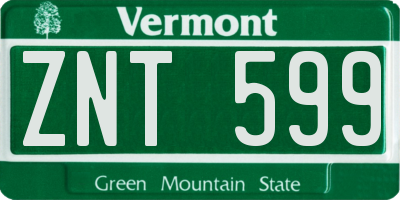 VT license plate ZNT599