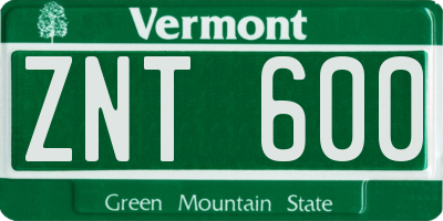 VT license plate ZNT600
