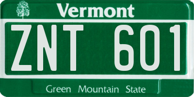 VT license plate ZNT601