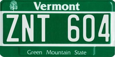 VT license plate ZNT604
