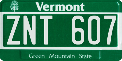 VT license plate ZNT607