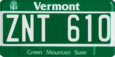 VT license plate ZNT610