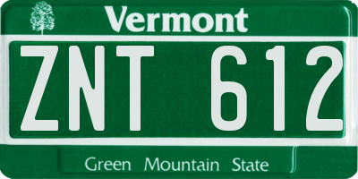 VT license plate ZNT612