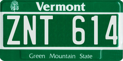 VT license plate ZNT614