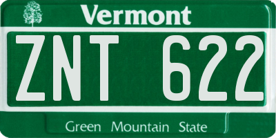 VT license plate ZNT622