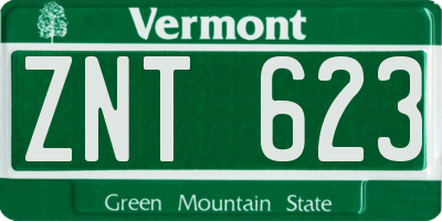VT license plate ZNT623