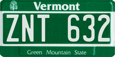 VT license plate ZNT632