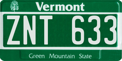 VT license plate ZNT633