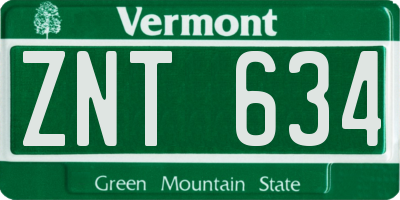 VT license plate ZNT634