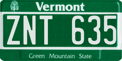VT license plate ZNT635