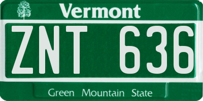 VT license plate ZNT636