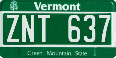 VT license plate ZNT637