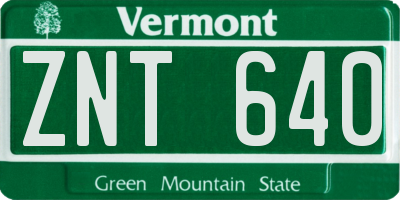 VT license plate ZNT640