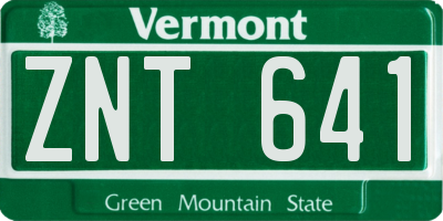 VT license plate ZNT641