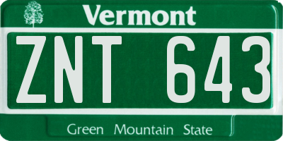 VT license plate ZNT643