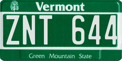 VT license plate ZNT644