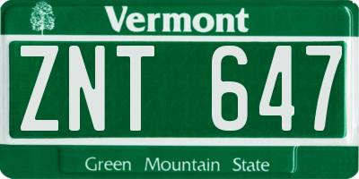 VT license plate ZNT647