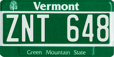 VT license plate ZNT648