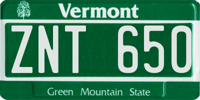 VT license plate ZNT650