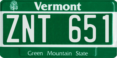 VT license plate ZNT651