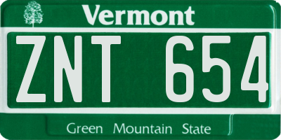 VT license plate ZNT654