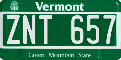 VT license plate ZNT657