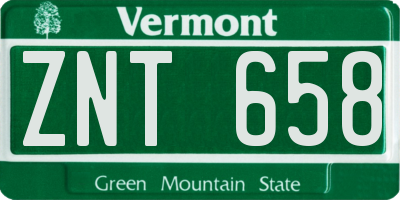 VT license plate ZNT658