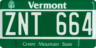 VT license plate ZNT664