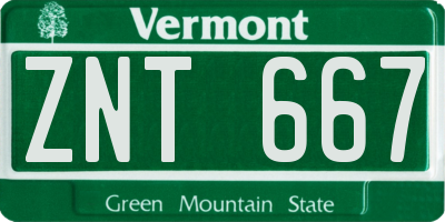 VT license plate ZNT667