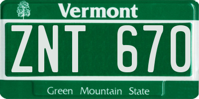 VT license plate ZNT670