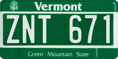 VT license plate ZNT671
