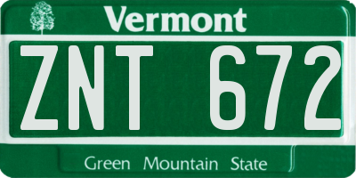 VT license plate ZNT672