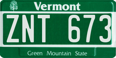 VT license plate ZNT673