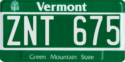 VT license plate ZNT675