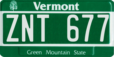 VT license plate ZNT677