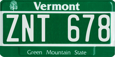 VT license plate ZNT678