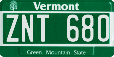 VT license plate ZNT680