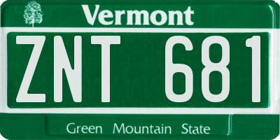 VT license plate ZNT681