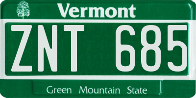 VT license plate ZNT685