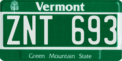 VT license plate ZNT693